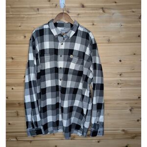 Carhartt Top Mens 3X Black White Plaid‎ Button Front Flannel Relaxed Fit